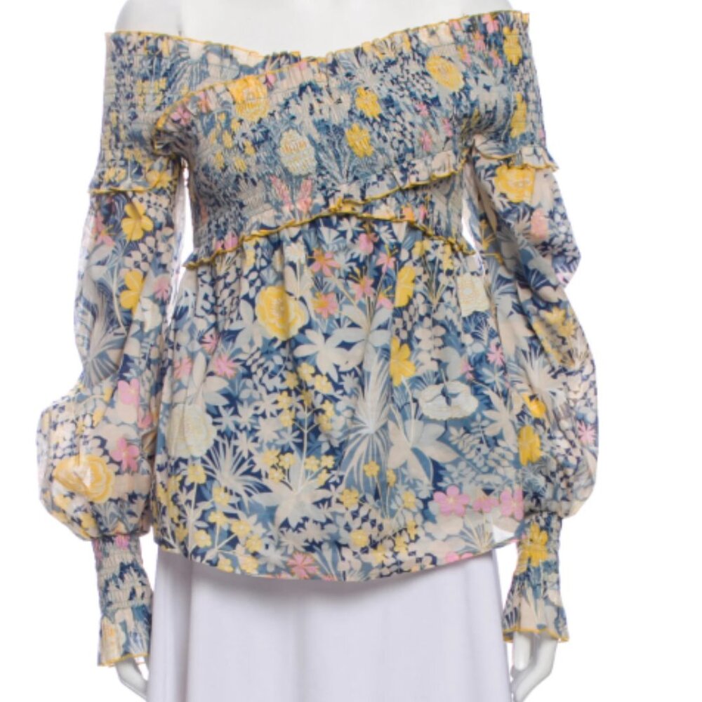Alice McCall Floral Print Off-The-Shoulder Blouse M | US6